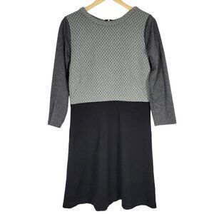 Ann Taylor Loft Women's Quilted 3/4 Sleeve Grey Dress Size 8